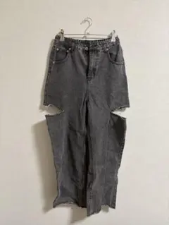 カットオフデニムパンツ グレー ダメージ shein grl