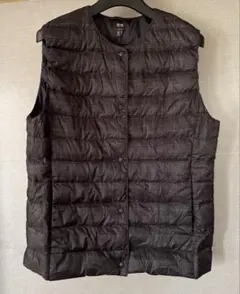 ユニクロ　ウルトラライトダウンベスト　ダークグレーチェック　L