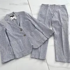 極美品✨ザラマン✨セットアップスーツ✨40L✨花柄✨ライトブルー 
