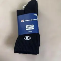 【新品・未使用】半額以下　Champion ソックス 黒3ペア 25-27cmのサムネイル