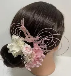 932.水引髪飾り　成人式髪飾り　卒業式髪飾り　プリザーブドフラワー