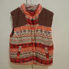 幾何学模様フリースベスト リバーシブル