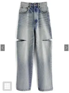 GRL グレイル スリットデニムワイドパンツ[cu420]