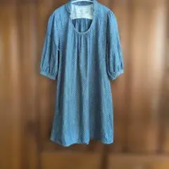 Afternoon Tea WARDROBE デニム ドット柄 五分袖ワンピースのサムネイル