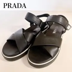 PRADA SPORT サンダル クロスストラップ レザー ブラックのサムネイル