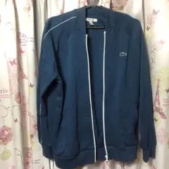 ラコステ　LACOSTE ワッフル調　フルジップトラックジャケット　古着　青