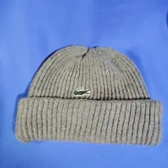 ラコステよもぎ色 ニット帽　ウール100%ビンテージもの