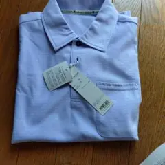 薄紫 ストライプ 半袖ポロシャツ M