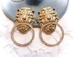 ライオンデザイン ビンテージ風 キラキライヤリング