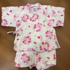 ミキハウス　ピンク花柄甚平 80cm