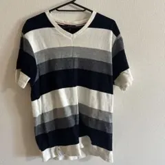BEAMS ストライプ Vネックニット Lサイズ