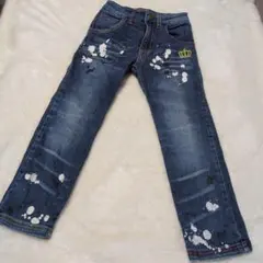 110cm BABYDOLLペイントスプラッシュデニムパンツ