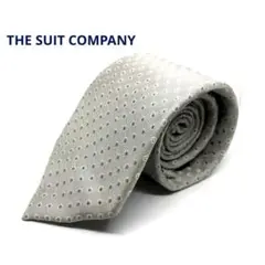 ポ*ン様 THE SUIT COMPANY ネクタイ　シルバーグレー　ドット　絹のサムネイル