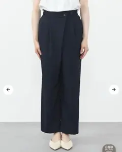 COHINA アシメタックアジャストテーパードパンツ short S ネイビー