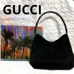 ✨ GUCCI ワンショルダーバッグ バンブー スエード ブラック 肩掛け