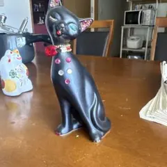 レトロ 黒猫フィギュア 宝石付き