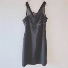 【XXII B.C.】（L）ストーン付きパーティードレス/肌見せ/上品/無地