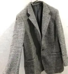 80-90s グレンチェック ツイードジャケット テーラード ヴィンテージAB7