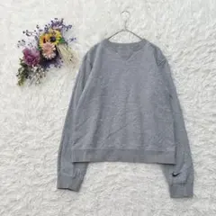 美品✻Nikeナイキ クルーネック スウェット トレーナー ロゴ刺繍 グレー M