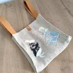 【専用】/うさぎさんと少女カケラパッチ/トートマチ付き牛革キャメル