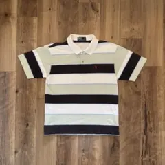 古着【90s 紺タグ】ポロラルフローレン マルチボーダー ポロシャツ Lサイズ