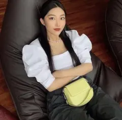 ZARA パフスリーブトップス ホワイト S スクエアネック