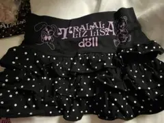 LIZLISA平成 森ガール　フリルミニスカート　黒　水玉➕ピンクネックレス