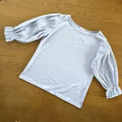 薄パープル　フリル袖 ブラウス　トップス