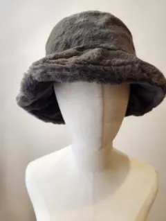 フェイクファー バケットハット カーキ色　ユニセックス