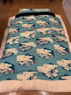 未使用品 真綿布団 高級婚礼布団 緞子布団 敷布団掛け布団セット 昭和