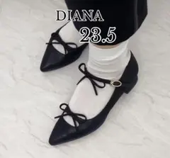 DIANA ダイアナ　ダブルリボン　ストラップパンプス　ブラック　23.5