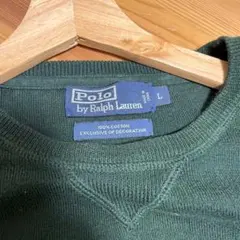 ラルフローレン　コットンニット　ダークグリーン　Lサイズ　ロゴ刺繍のサムネイル