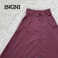 INGNIワインレッド ボタン付きフレアスカート