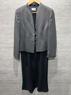美品✨東京ソワール　グレーブラックフォーマルスーツ　礼服　ワンピースセット　9号
