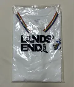 LANDS' END ポロシャツ ホワイト レインボーカラー　創業記念のサムネイル