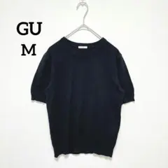 GU　ジーユー　半袖　クルーネック　セーター　黒　M　古着　サマーニット　811