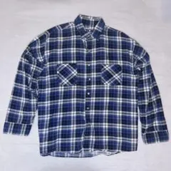 希少✨ vintage ネルシャツ　チェック柄　シャツ　ブルー　アメカジ　XL