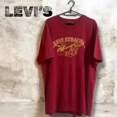 LEVI’S Tシャツ レッド ダブルステッチ コットン プリント 半袖