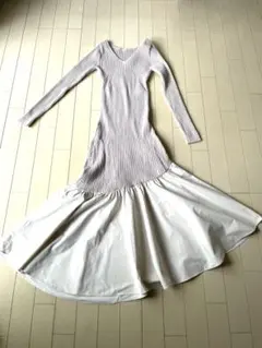 FRAY I.D ニットロングスリーブフレアドレス