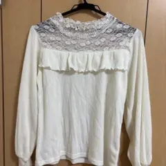 レディース　春服　シースルー　長袖トップス　ホワイト　白