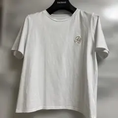 ジャスグリッティー 刺繍ロゴ ホワイト 半袖Tシャツ