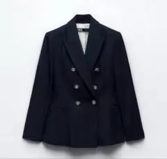 【美品】ZARA ザラ　／　ネイビー ダブルブレスト テーラードジャケット S