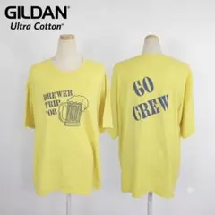 GILDAN プリントTシャツ ビール柄 黄 XL