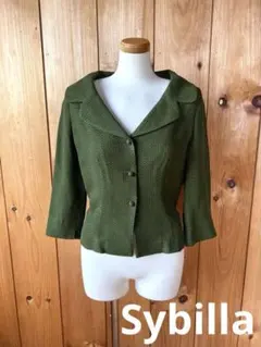 美品】Sybilla 長袖ジャケット ジップアップ 40 グリーン 総柄 - メルカリ