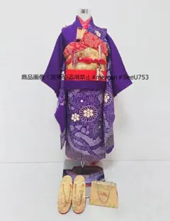 七五三　7歳　乙葉　紫　着物　フルセット　女の子 d48 七五三 7歳 乙葉 紫 着物 フルセット 女の子 d48 - メルカリ