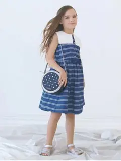 【美品】メゾピアノ　襟付き　ボーダーワンピース　130