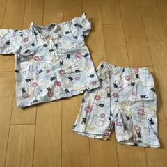 カブトムシ　甚平　浴衣　110 白✖️水色