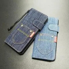 新作❗ギャラクシーノート8 デニムケース ポケットデザイン インディゴブルー