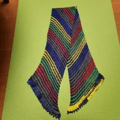 【ハンドメイド】多色ストライプマフラー