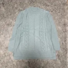 ケーブル編み ニットチュニック ロング丈 セーター 体型カバー レディースL